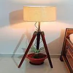 GIRA Natural Standard Size Tripod Floor Lamp with Jute Shade Home Decors Gift, Brown