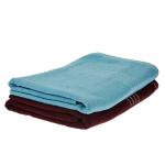 Curious Lifestyle Bath Towel Unisex Sky Blue and Maroon Solid Cotton pack of 2 (Full size)