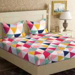 Yatin Fab New Hexa Super Soft 1 Double Bedsheet With 2 Pillow Covers- Pink