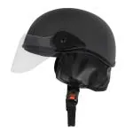 Western Era Half Helmet with Clear Visor for Men & Women (Grey Matte) (L)