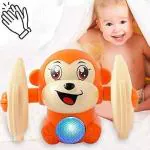 Gooyo Homes Dancing and Spinning Rolling Doll Tumble Jumping Monkey Toy Voice Control & Monkey Voice Activated Banana Monkey with Music Light and Sound Effects