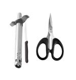 First Front Stainless Steel Regular Gas Lighter | Knife With Kitchen , Multipurpose Use Mini Scissor and Multicolour, Pack of 2