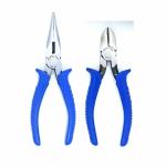 PERFECT TECH Combo 2 Pcs Long Nose Plier 6 inch | Side Cutter Plier 6 inch | Double Dip Set | Plier Tool Kit Set | Cutting Player | Cutting Pliers | Trimming Edges & Clamping Wire | Plumber Hand Tools (Phosphate Finish Blue Sleeves)