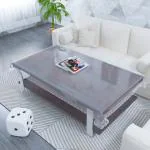 TANLOOMS PVC Transparent Silver Lace Design 2 Seater Center/Coffee Table Cover (Size-40x60 Inches)