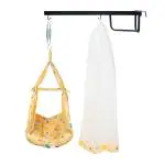 Made2Craft Baby Swing Cradle with Mosquito Net & Hanging Stand - Orange