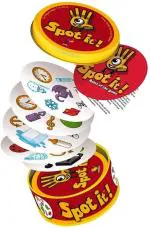 VISIONARY Spot It Red Metal Dobble Card Game Spot It For Family And Kids