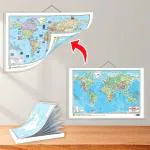 GO WOO SMALL - 100 NORTH AMERICA PHYSICAL OUTLINE MAP FOR SCHOOL and 2 IN 1 WORLD POLITICAL AND PHYSICAL MAP IN ENGLISH | Combo of 1 Map and 1 chart