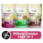 Coreganic Millets (Unpolished) , Foxtail, Browntop & Porso 500g (Pack of 3)