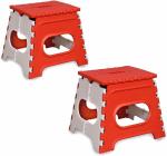 SOMNATH INDIA Plastic Red Strong Folding Step Stool (Pack Of 2)
