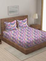 KLOTTHE Multi Cotton Blend Double Bed Sheet with 2 Pillow Covers