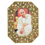 Treasure Hunt Handcrafted Jai Guruji Swaroop Multicolor Square Wood Tabletop Photo with Frame TH-963