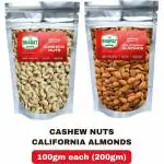 Bharat Super Foods Dry Fruits Combo Pack - California Almonds & Cashew Nuts W320 - 100gm each (200gm)