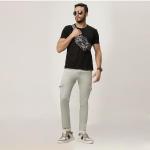 GO BRANDED SHOPPING Men Fit Beige Cotton Blend Trousers