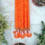 WDECOR Indian Handmade Marigold Garland for Decoration With Rajnigandha and Bells Orange Marigold Artificial Flower (58 inch, Pack of 5, Garlands)