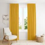 Home Blendz Cotton Curtains for Window Set of 2, Linen Textured Window Curtains for Home Decor, Hangs Elegantly with Back Loops(4.5ft x5 ft, Mustard)