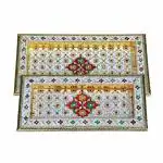Trendy Crafts Handmade Wooden Colorful Meenakari Work Serving Tray (Multicolour) - Set of 2