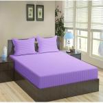 GBL COLLECTION 144 TC Microfiber Double Striped Fitted (Elastic) Bedsheet (Pack of 1, LIGHT PURPLE)