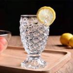 Cracker Transparent Glass Pineapple Water Glass Mug With Handle For Hot And Cold Drinks 180ml (Pack Of 4)