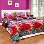 ALL M@LL 104 TC Polycotton Double Floral Flat Bedsheet (Pack of 1, Multicolor)