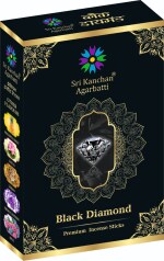 Sri Kanchan Agarbatti Black Diamond Incense Sticks|| 100% Herbal - Natural Fragrance Agarbatti - for Daily Puja, Rituals|| Agra Mogra Fragrance for Divine ambience, Long Lasting (12 Sticks) (Pack of 12)With Free Bag