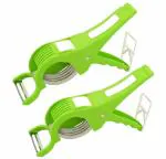Shivalay 2 Pcs Green 2 In 1 Plastic Veg Cutter Pack Of 2