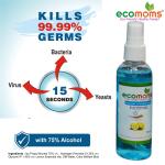 Ecomoms Hand Sanitizer| Kills Germs and Viruses on Hand, Safe for Skin & Body - 100ml (Pack of 10)