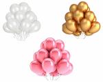 DIVERTISSEMENT PARADISE (Pack of 60) Pink, White And Golden Latex Balloons For Decoration/Party Balloons/Birthday Balloons Decoration Set (Metallic Shine)