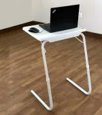 Dozzer Multipurpose Laptop Table Mat Finish Top Work at Home Study Foldable Utility Mate Table (White)