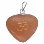 Shree Krishna Creations Red Aventurine Border Pendant with Om Sign for Reiki Healing and Crystal Healing,Traditional Astrological Pendant for Women Mens Lucky Charm Positive Energy_051(PRI_51)