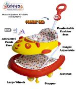 Odelee Red Bravo Musical Baby Activity Walker with Adjustable Height and Parental Rod (6-18 M)