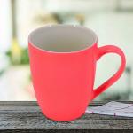 Kookee Ceramic Coffee or Tea Mug with handle Fluorescent Orange Plain