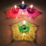 AACHEN Pack of -12 3D Reflection Diya Set Festival Diwali Decor Diya Lights for Decoration 3D Reflective Diya Set New Multi Design Multi Colour Reusable Diya's Beautifull Look for Transparent Diya's