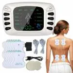 Inditradition Dual Channel TENS Massager, Muscle Stimulator Pulse Massager Machine For Pain Relief Physiotherapy, 12 Modes | With 4 Gel Pads, Battery & USB Operated, LCD Display (White)