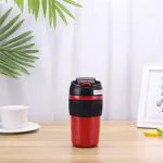 Yelona 480ml Travel Mug Double Wall Vacuum Insulated Cup Reusable Leak Proof Coffee Tumbler with 2 in 1 Straw and Flip Lock Lid Thermos for Coffee Tea and All Hot and Cold Beverages - Red