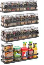 Craft Expertise Wall Mounted Spice Rack Organizer 4 Pack, Floating Shelves Storage for Pantry Cabinet Door, Sturdy Hanging Seasoning Organizer Jars Storage for Kitchen, Bathroom, Black, Iron