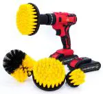 JPT Plastic Combo Cordless 21V Screw Driver With 2 Batteries And 4Pcs Drill Brush Attachments For Deep Cleaning All Purpose Car/Bathroom/Tiles/Corners Ccleaning/Scrubbing Brush Kit, Red