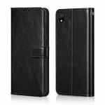 ERIT VIVO Y91I Black Faux Leather Card Slot Flip Cover 15.24 x 11.35 x 0.76 cm