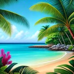 Love Creation A4 Size poster print for creative wall art- paradise-palms-digital-art-8570(Non Sticker)