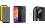 ATC Ceramic Matte Finishing Screen Protector With Back Carbon Fiber Skin And Camera Tempered Glass For Xiaomi Redmi Note 7 (Combo Of 3)