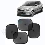 Kingsway Car Curtain Sticky Sun Shade Universal Use for Skoda Fabia, 2007 - 2014 Model, Color : Black, Mesh, Pack of 4 Piece Car Sun Shades Blinds Cover
