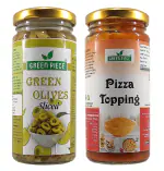 Green Piece Green olives (230 gm) And Pizza Topping (250gm) (Pack of 2)