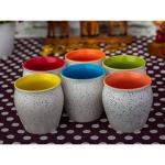 TMF Ceramic White Multicolor Reusable Khullad Set of 6, 180 Ml (Multicolor, Cup Set)