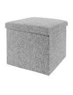 GTC Portable & Foldable Storage Box Stool for Living Room (30x30x30cm) Fabric (Grey) Rectangular (726)