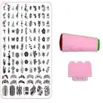 Royalkart Nail Art Stamping Jumbo Image Plate D.I.Y With Double-Sided Stamper, Metal Scraper, 5pcs Double-Sided Dotting Tool