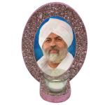 Treasure Hunt Handmade Baba Hardev Singh Ji Pink Oval Wood Framed Photo 17 x 22 cm TH-446