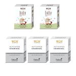 WON AYURVEDA Baby Bathing, Charcoal Soap - (Pack Of 5)