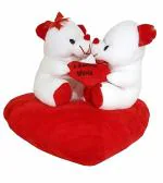 Glance Stuffed Couple on Heart Teddy Bear | Perfect Valentine Gift for Couple | Gift for Girlfriend , Wife for Someone Special. (KISS) (Kiss Couple on Heart Teddy Bear)