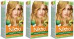 Nisha cream permanent hair color superior quality permanent Fashion Highlights and rich bright long-lasting colour Golden Blonde (pack of 3) , GOLDEN BLONDE 8.1