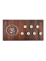 WENS Brown Wood Vastu Om 7 Hooks Key Holder 5.6 x 10.6 inch