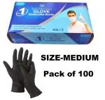 MEDROYAL NO.1 GLOVE Black Nitrile Examination Gloves | Medium Size | Powder-Free, Non-Sterile, Latex-Free Disposable Gloves | Strong, Flexible & Comfortable | Ideal for Medical, Laboratory, Cleaning & Food Handling Use | Pack of 100 Pcs